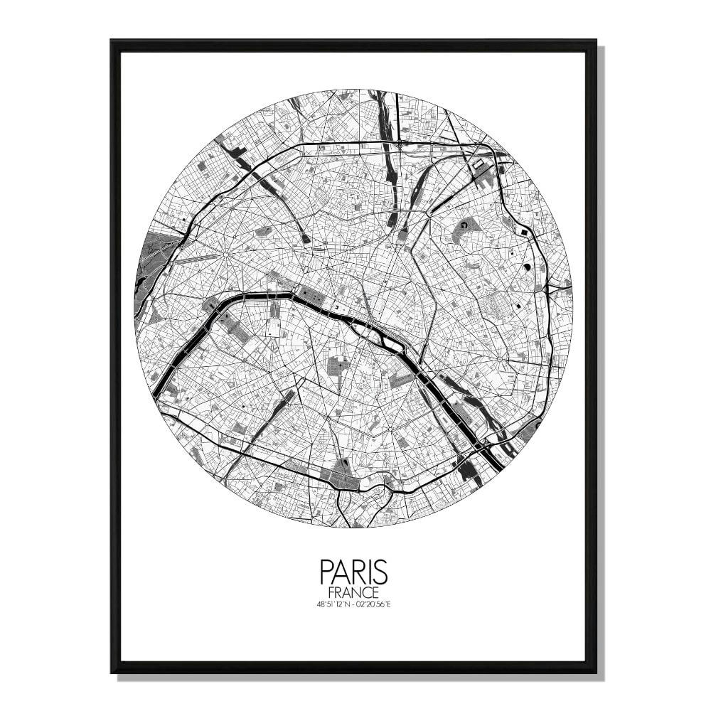 - Affiche Paris Carte ronde 40x50