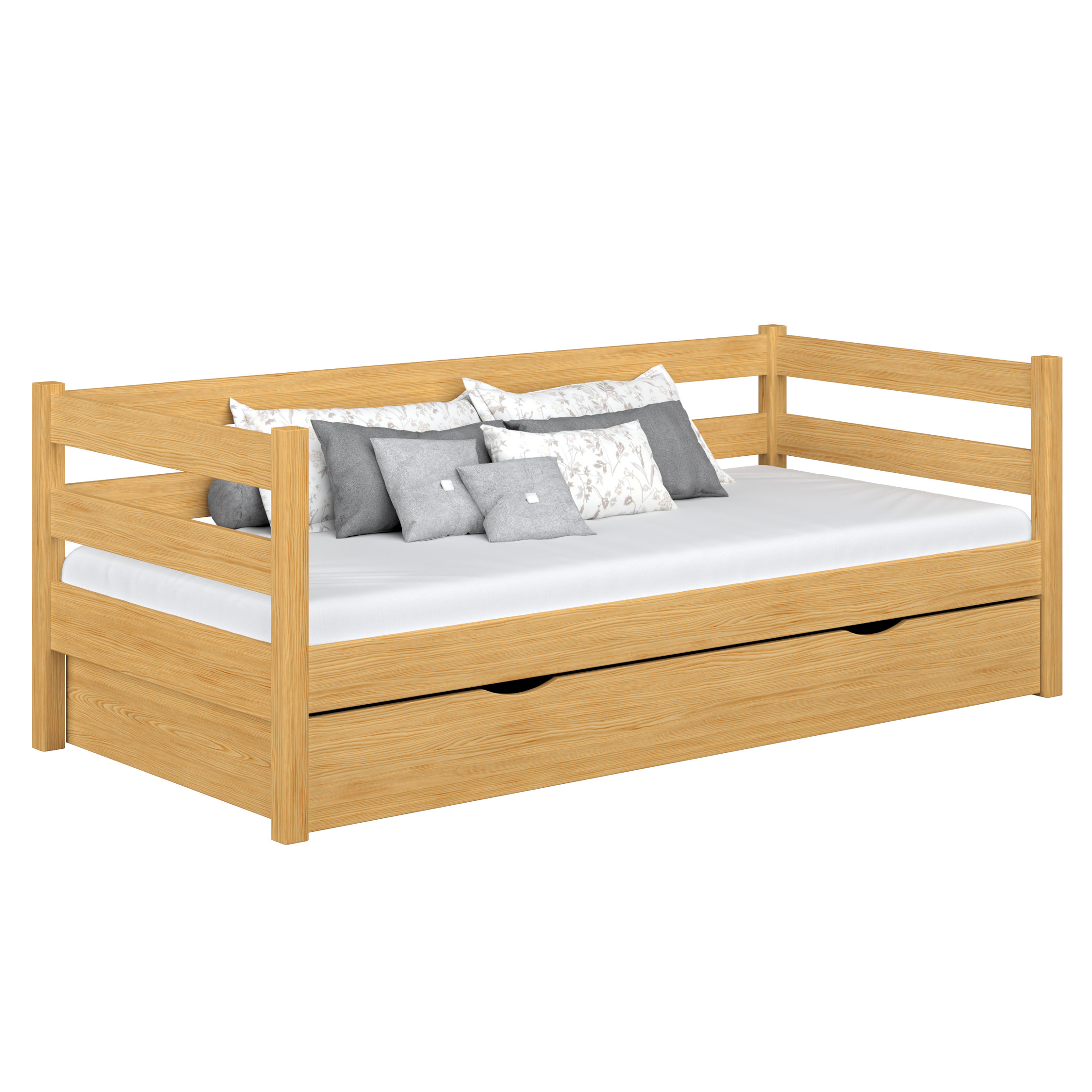 Drewniane łóżko sofa z szufladą N01