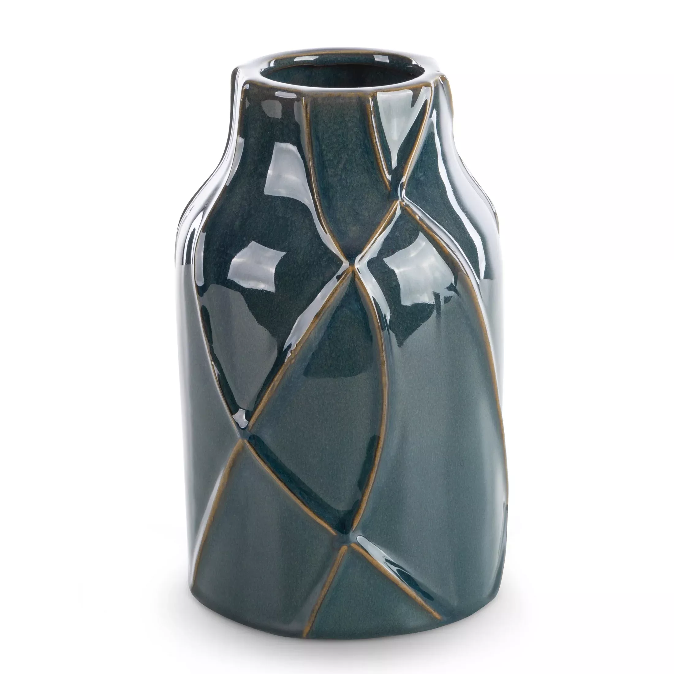 Wazon ceramiczny turkusowo-zielony z nowoczesnym wypukłym wzoremśrednica 14x22 cm TEO