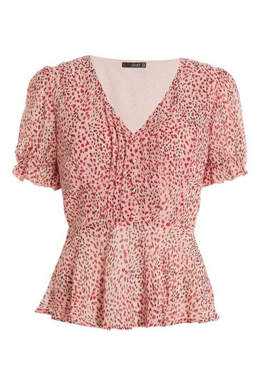Quiz Pink Print Peplum Top