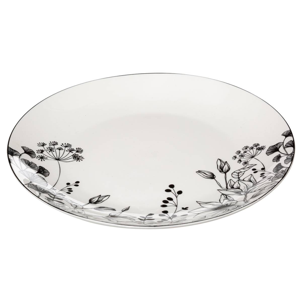 Set of 6 dinner plates "White Floral" D.27 cm, White