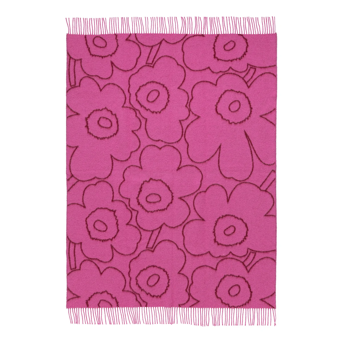 Marimekko - Piirto Unikko Wolldecke, 130 x 170 cm, burgundy / fuchsia
