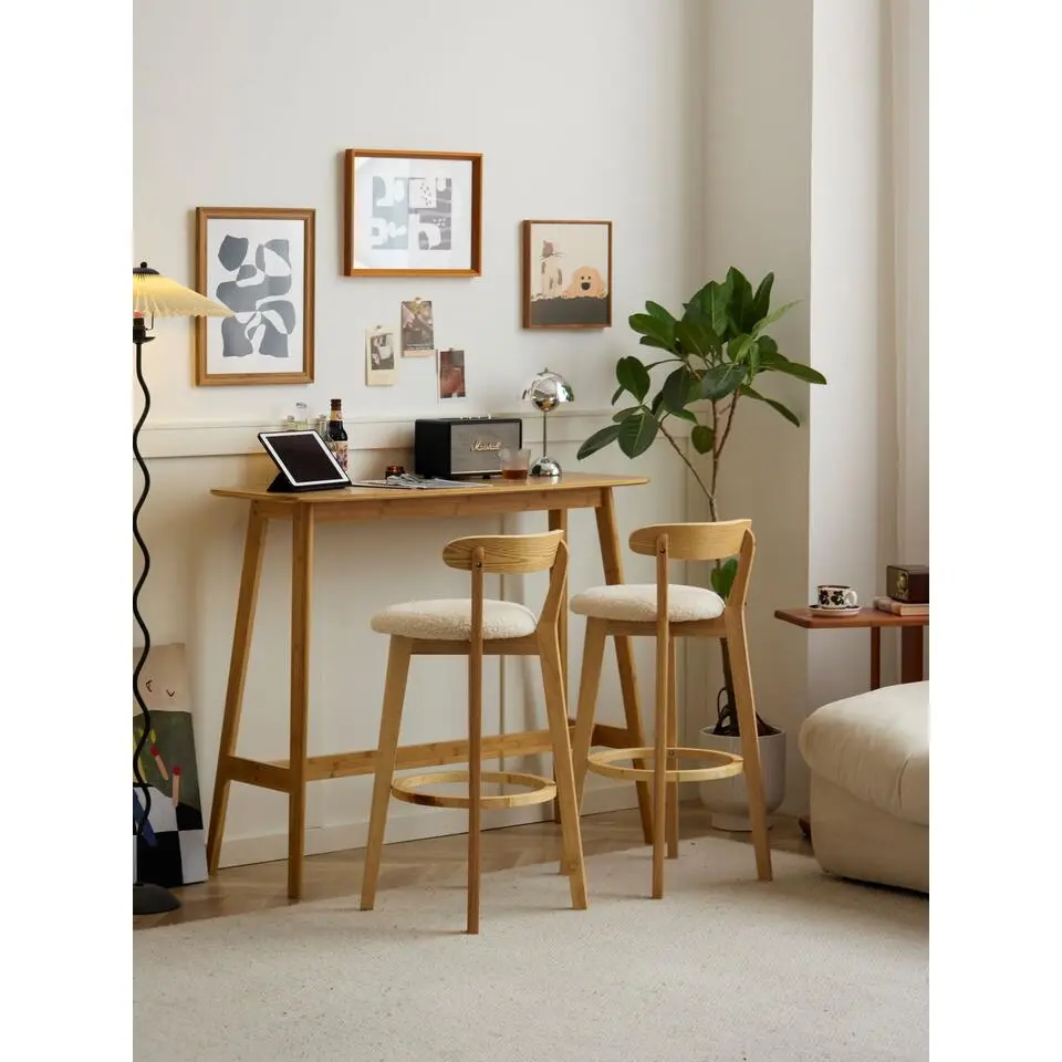 Set van 2 barkrukken in essen en witte lussen