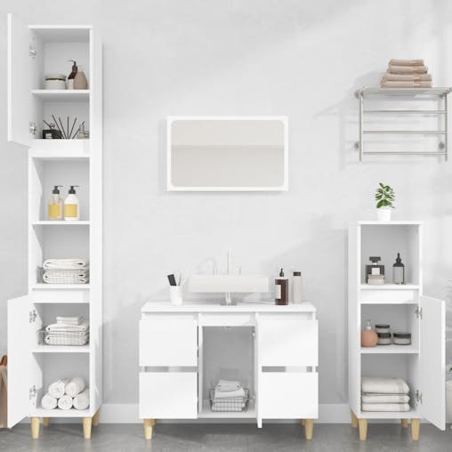 NNEVL Sink Cabinet White 80x33x60 cm Engineered Wood