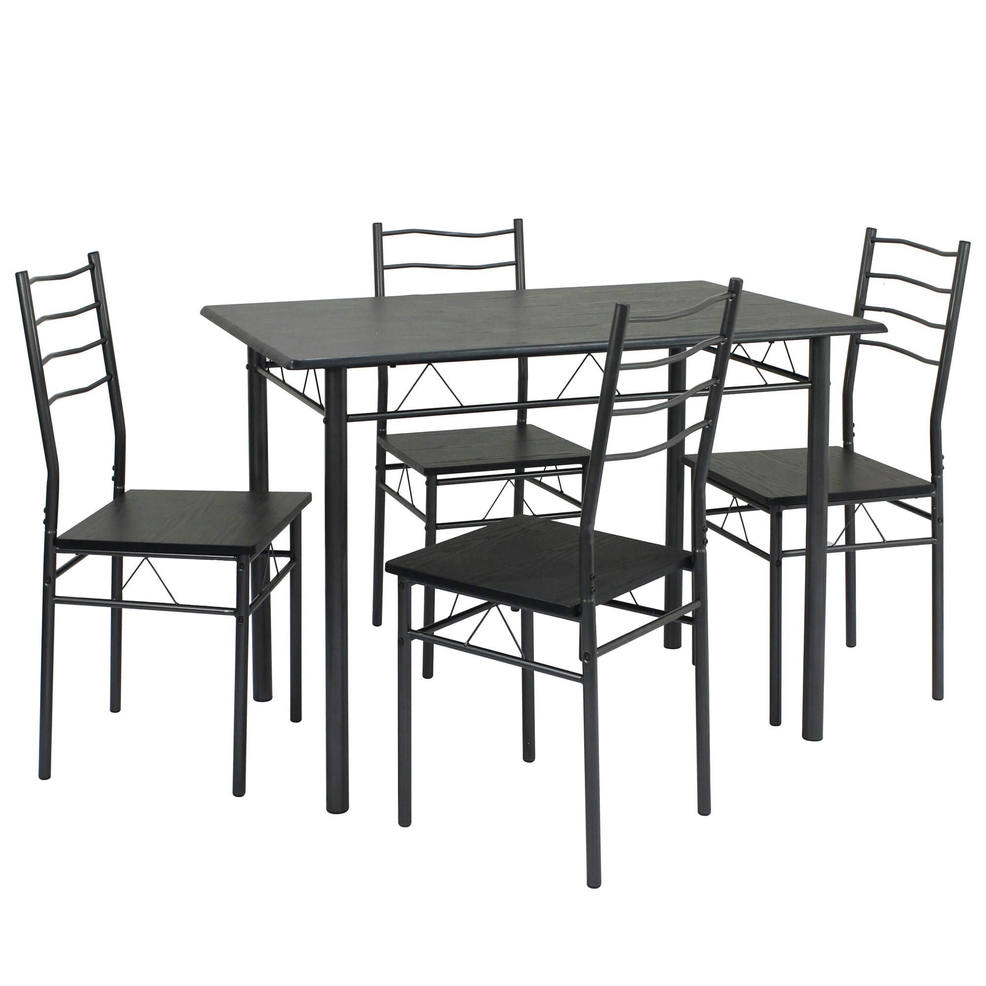 LIMA - Ensemble de Table et 4 chaises pour salle à manger noir/gris