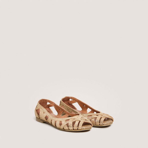 Ballerines ajourées - Capsule Minien croute laminée platine | DERAY