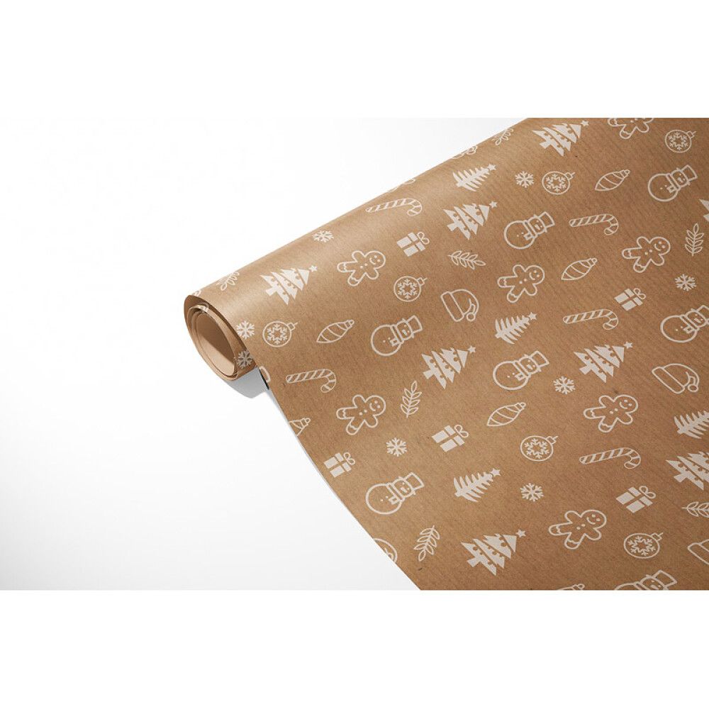 GAVEPAPIR JULETRE KRAFTPAPIR 2MX70CM BRUN/HVIT