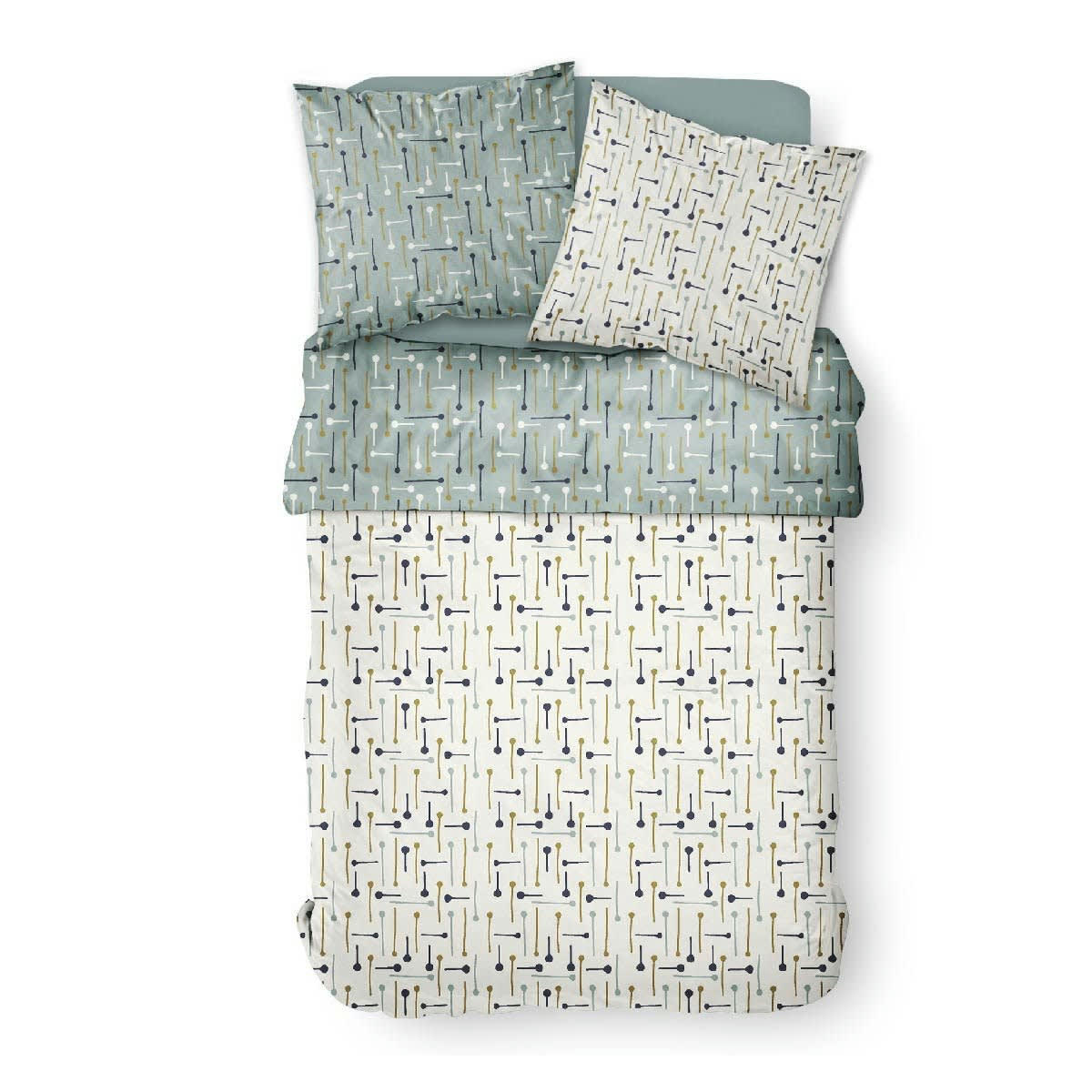 SUNSHINE - Parure de lit 2 personnes imprimé en Coton Blanc 240x260 cm