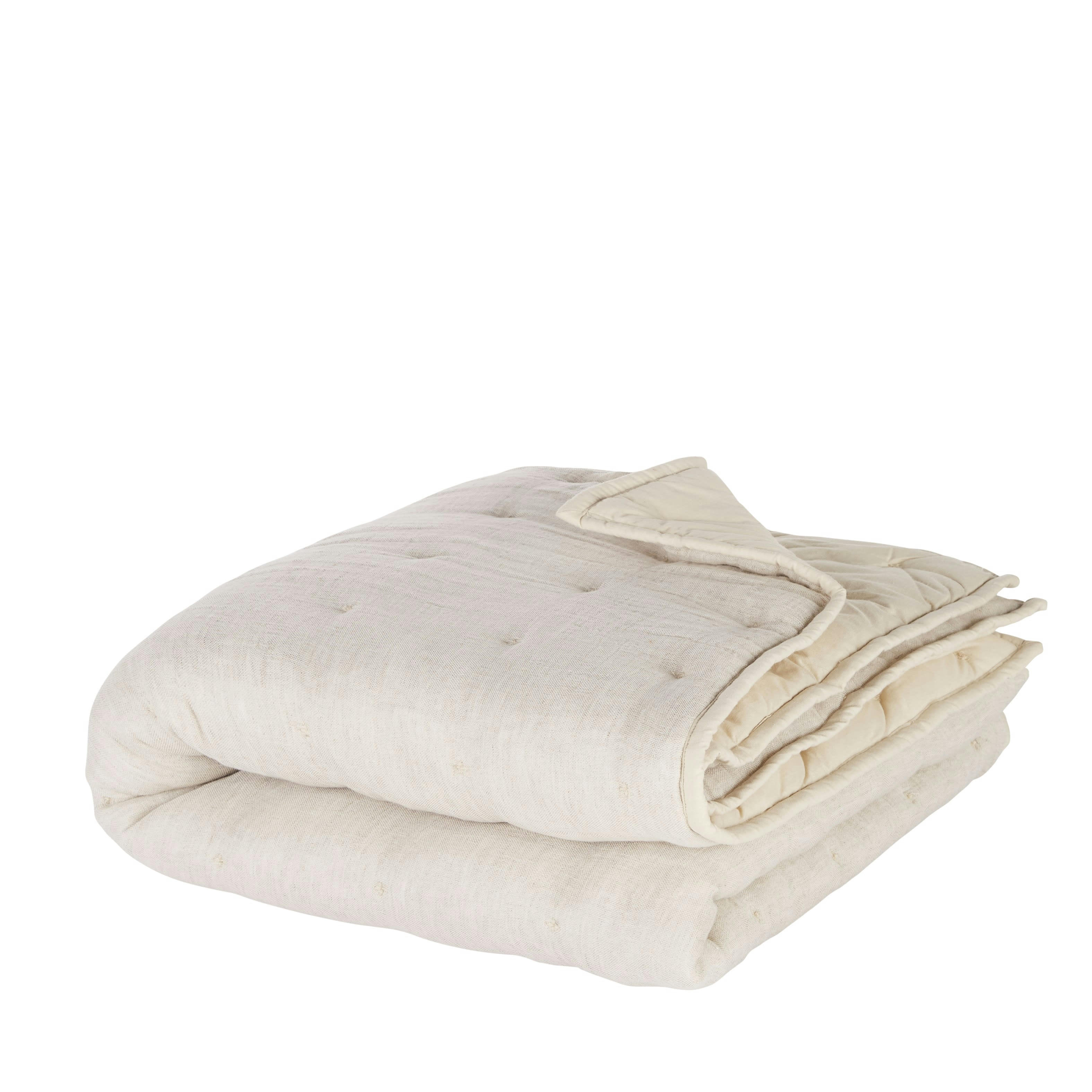 ALVILA - Boutis en gaze de coton recyclé et lin tressés beiges 100x200