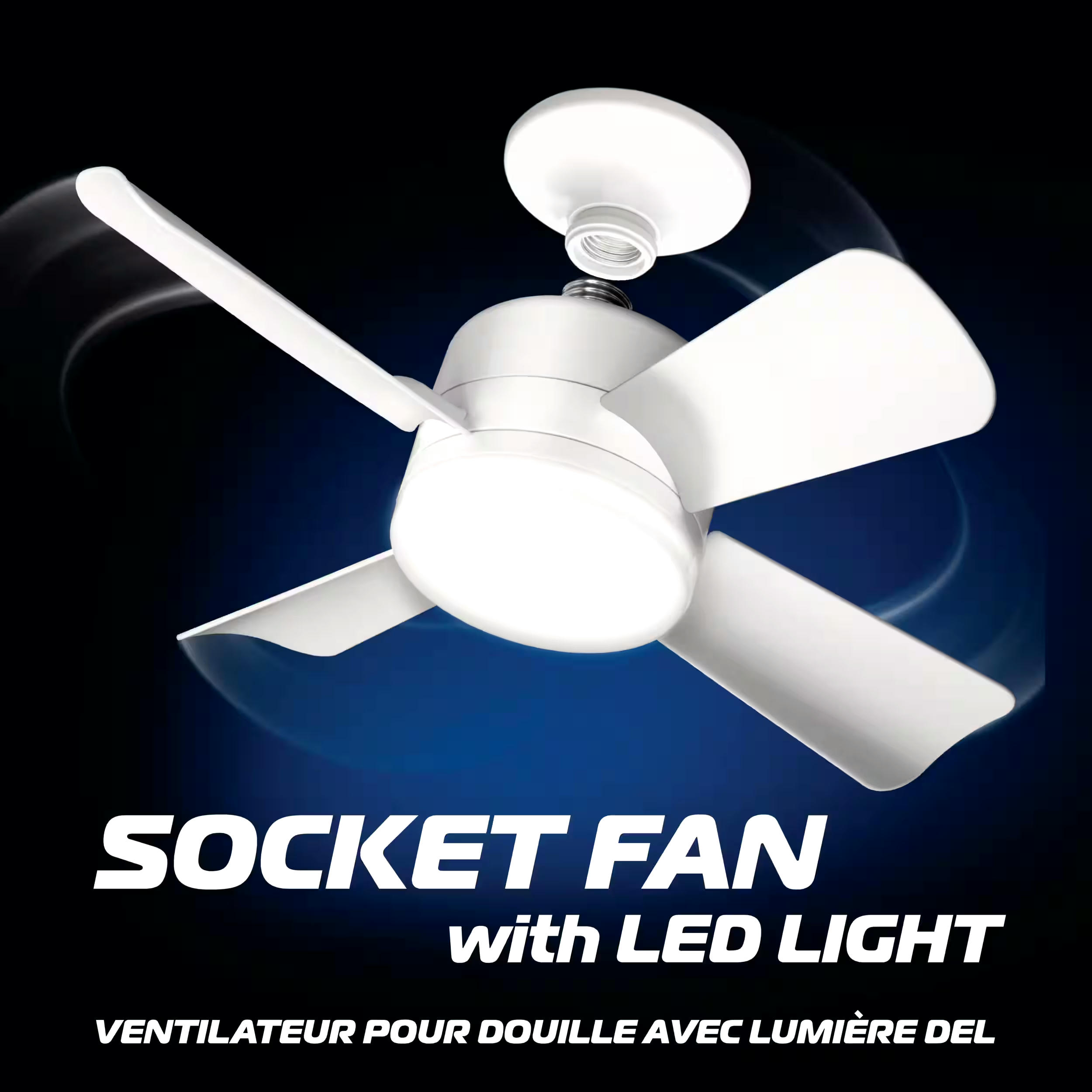 As Seen On TV Bell & Howell Socket Fan & LED Light with Remote
