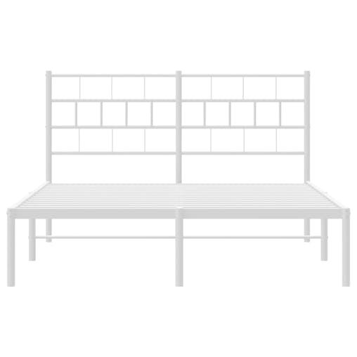 NNEVL Metal Bed Frame with Headboard White 150x200 cm