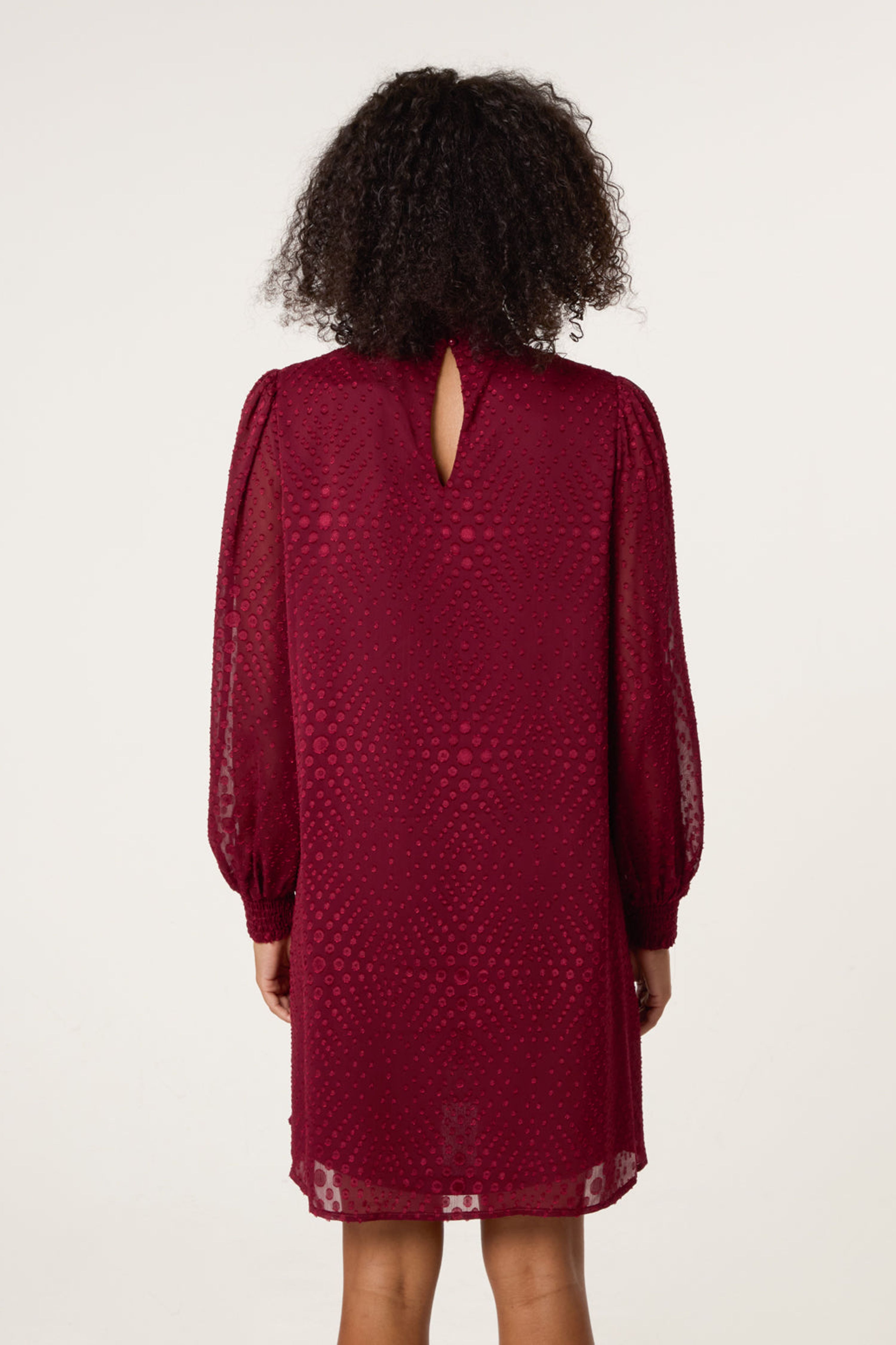 Blue Vanilla Red High Neck Shift Dress