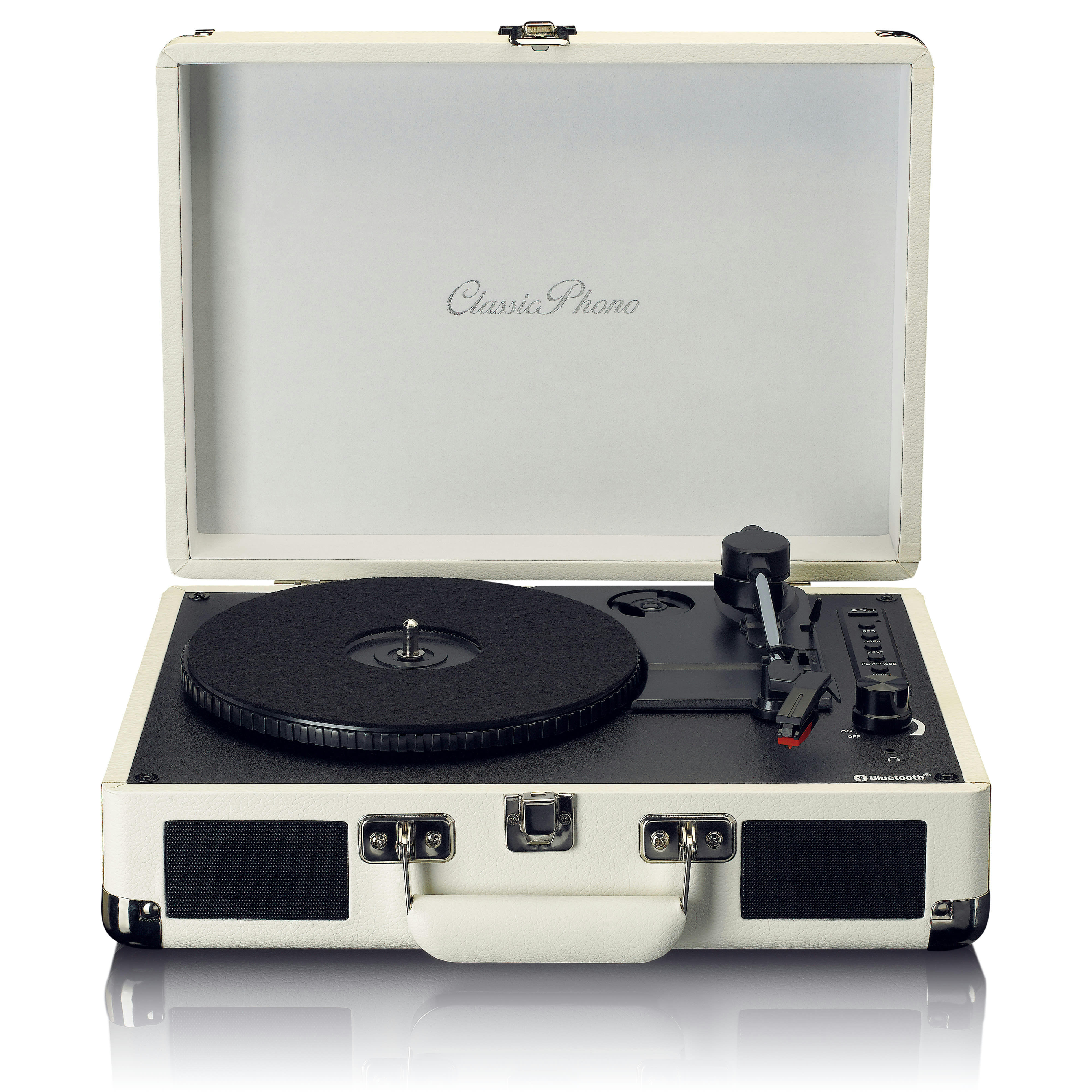 - Platine vinyle bluetooth avec enceintes intégrés  crème