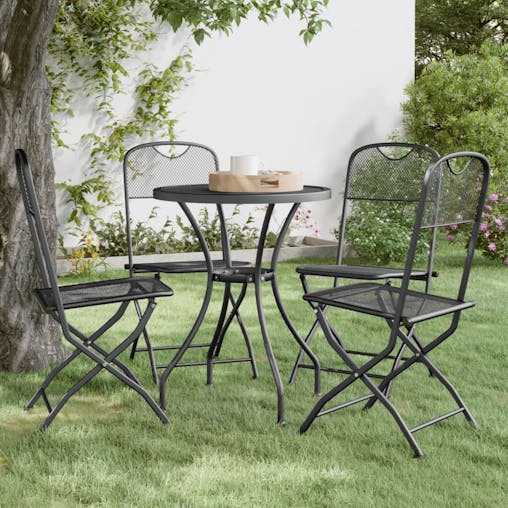 NNEVL Folding Garden Chairs 4 pcs Expanded Metal Mesh Anthracite
