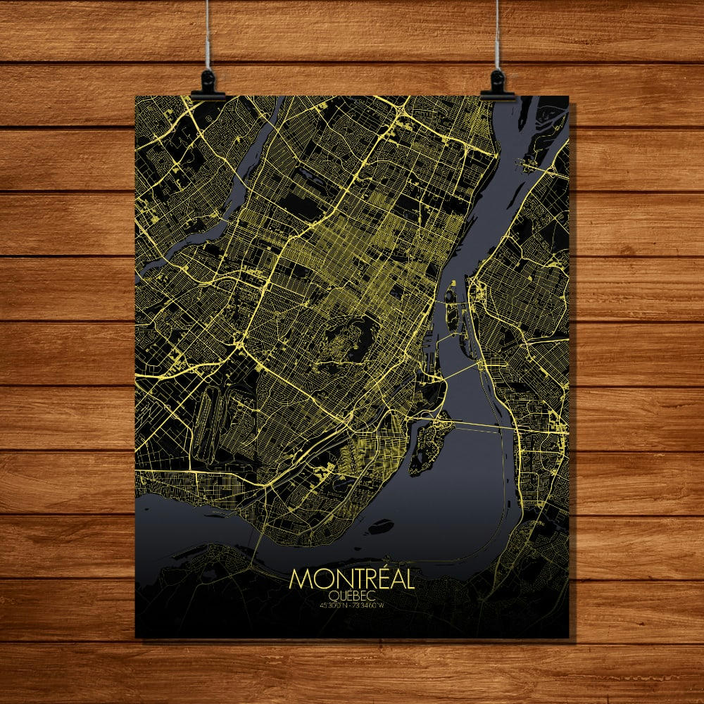 - Affiche Montreal Carte Nuit 40x50
