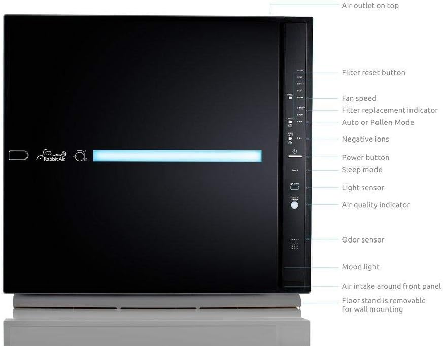 RabbitAir MinusA2 Ultra Quiet HEPA Air Purifier - Stylish, Efficient and Energy Star (SPA-780A, Black, Germ Defense)