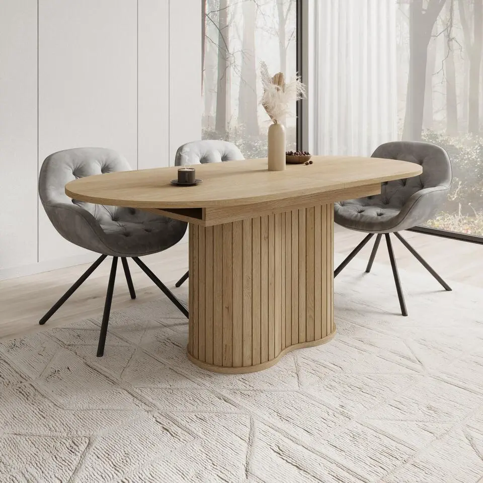 Meubella - Loro - Eetkamertafel uitschuifbaar - Eiken - 180-220x90x76cm