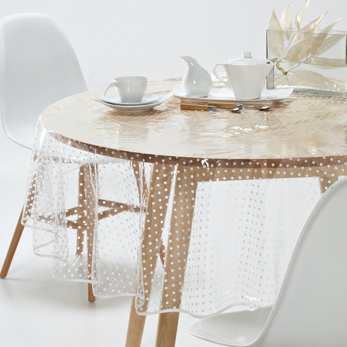 Nappe PVC transparente imprimée pois