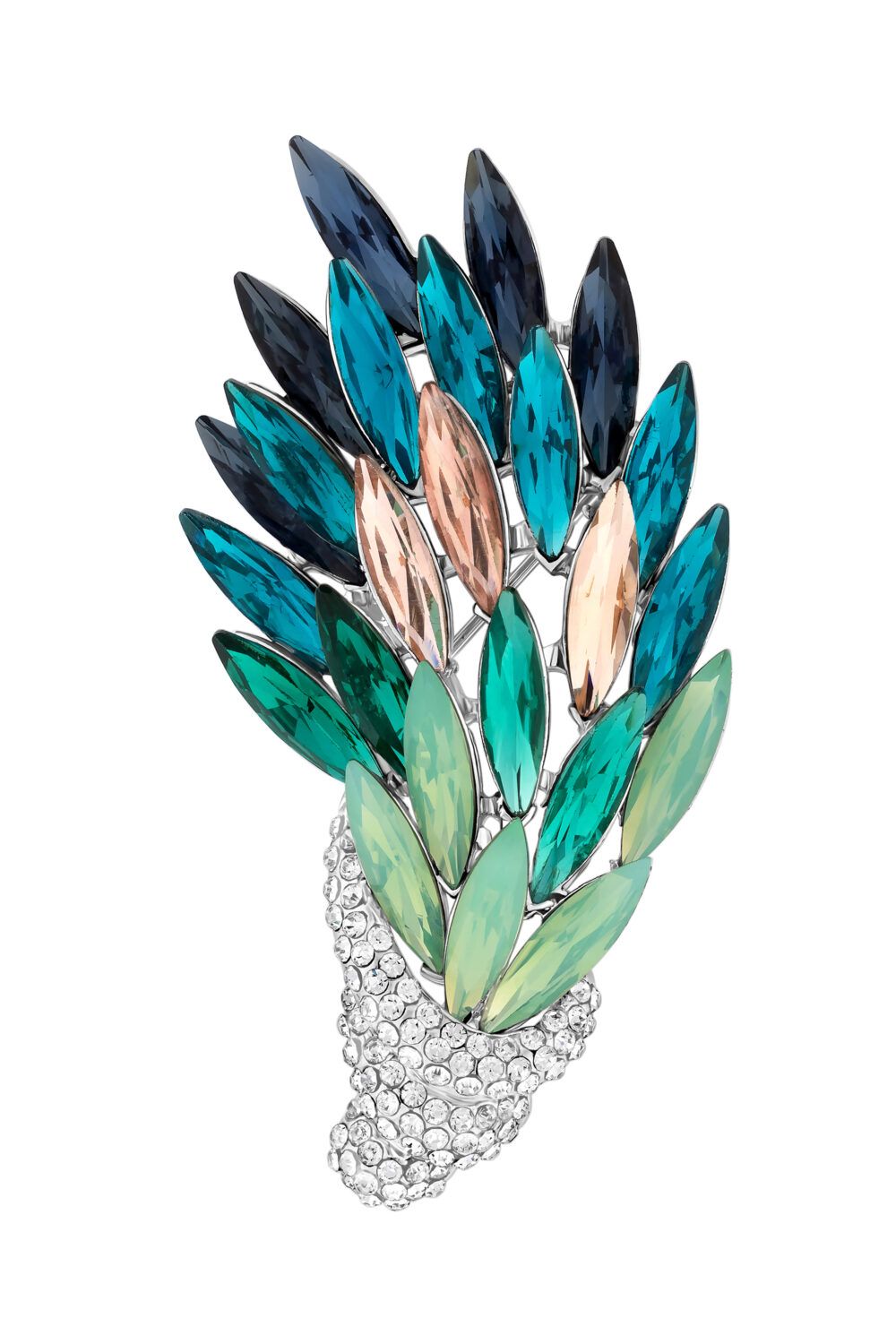 Jon Richard Rhodium Plated Multi Colour Bouquet Brooch - Gift Boxed