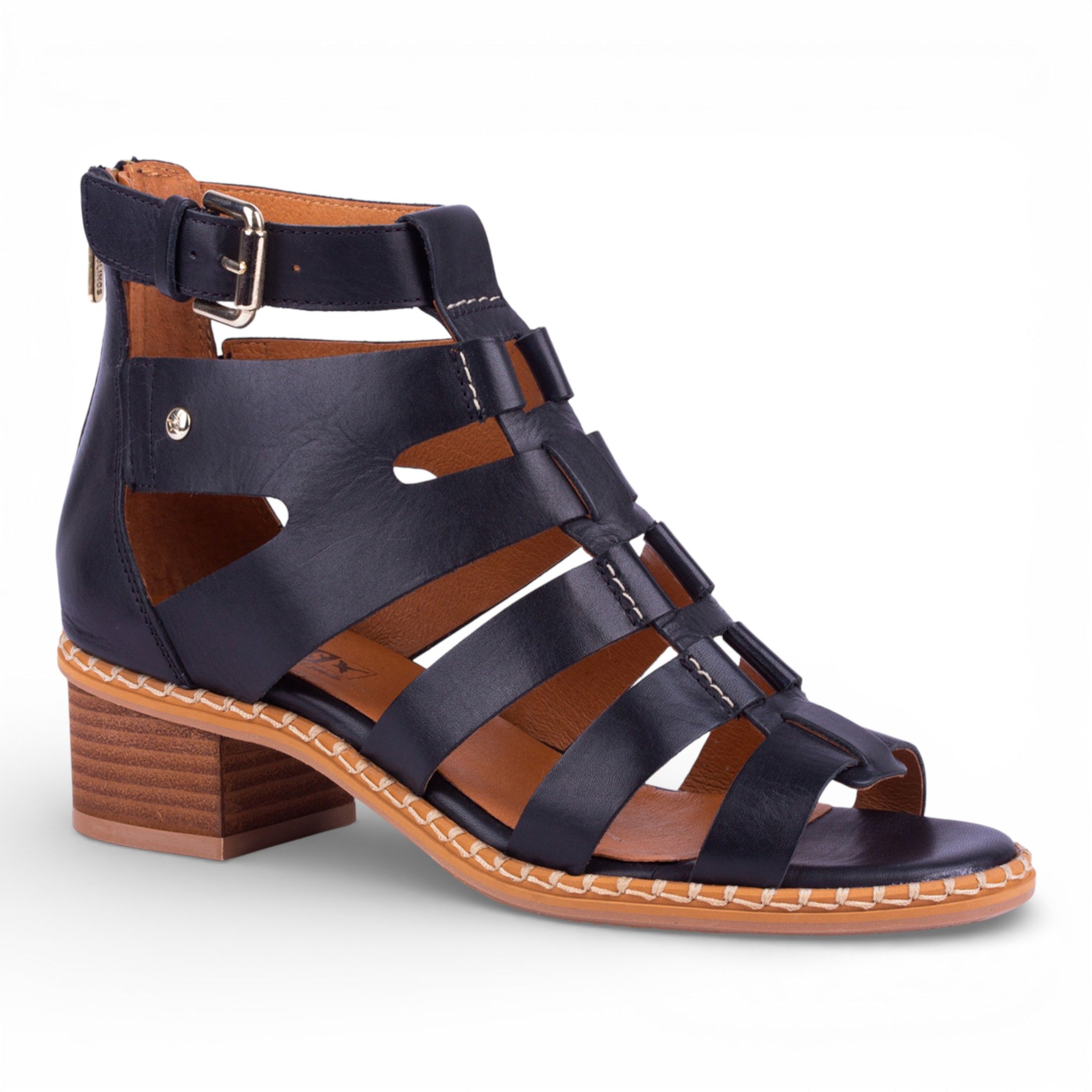 Infinity Leather Pikolinos Leather Block-Heel Gladiator Sandals - Blanes