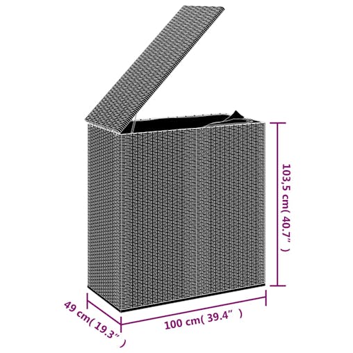 NNEVL Garden Cushion Box PE Rattan 100x49x103.5 cm Grey