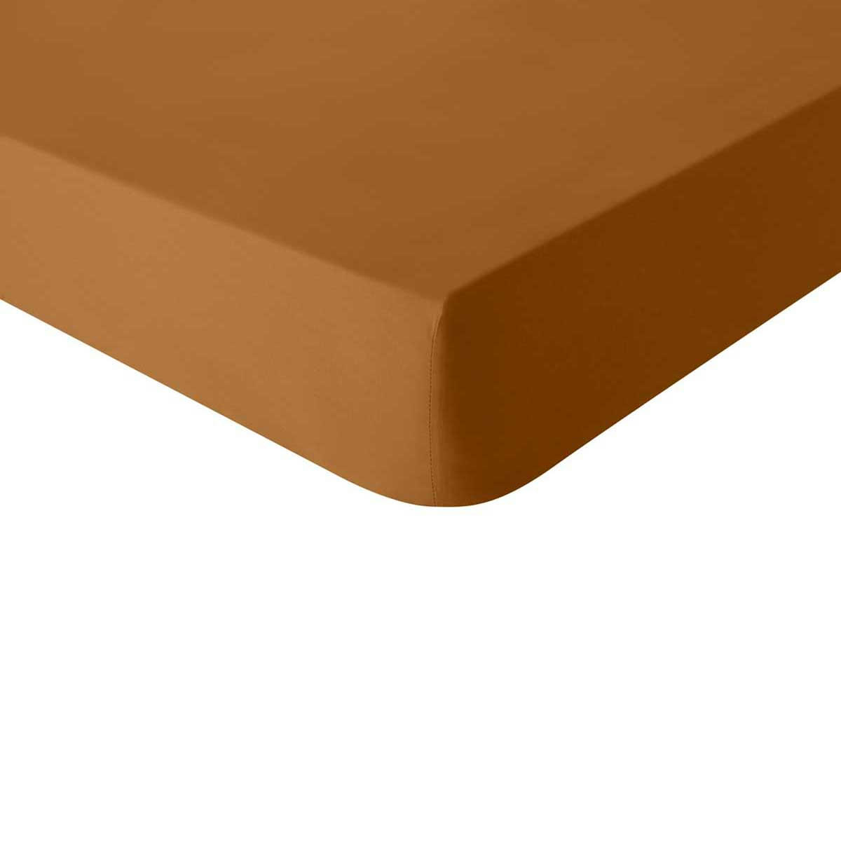 TOUT DOUX - Drap housse en coton  ambre 140x190 Made in France