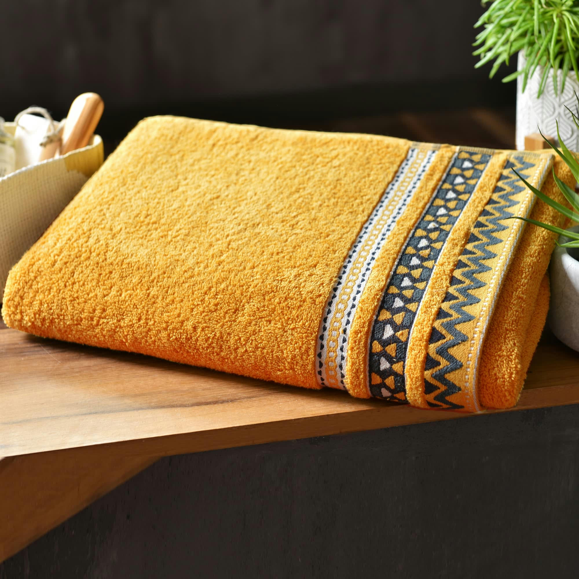 MEXIQUE - Drap de bain 70x140 jaune en coton