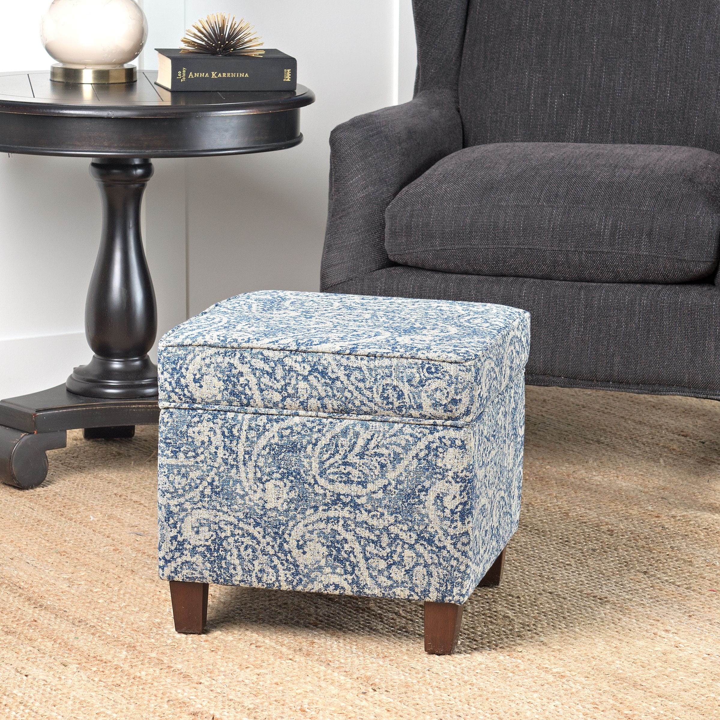 Carson Carrington Hnifsdalur Square Storage Ottoman Wood Legs
