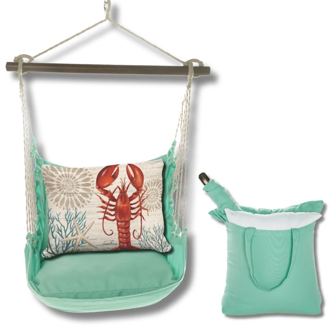 Magnolia Casual Swing Set 4 piece - Seafoam Green Solid w/ Lobster with Corals