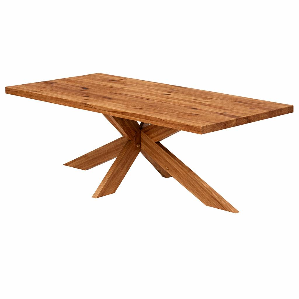 Table extensible bois brun bords droits pied bois 220 cm PALERME