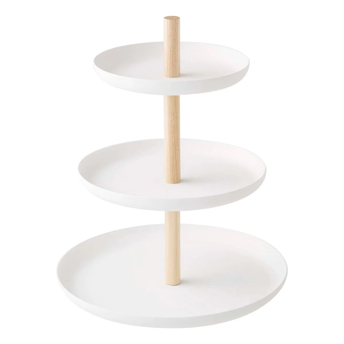 Yamazaki Home Serving Stand, Steel and Wood, Holds 6.6 lbs - L 7.87 x W 7.87 x H 9.45 inches