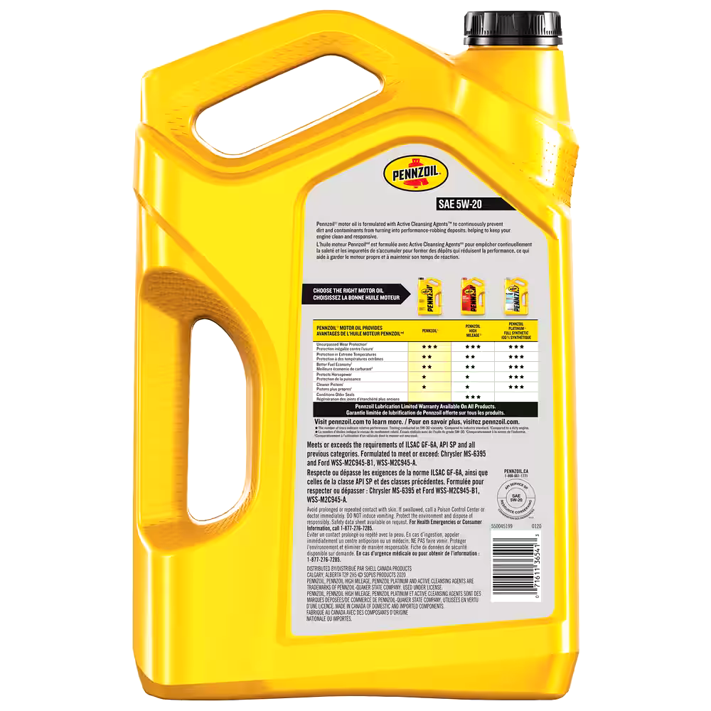 Pennzoil 5W20 Synthetic-Blend Engine/Motor Oil, 5-L