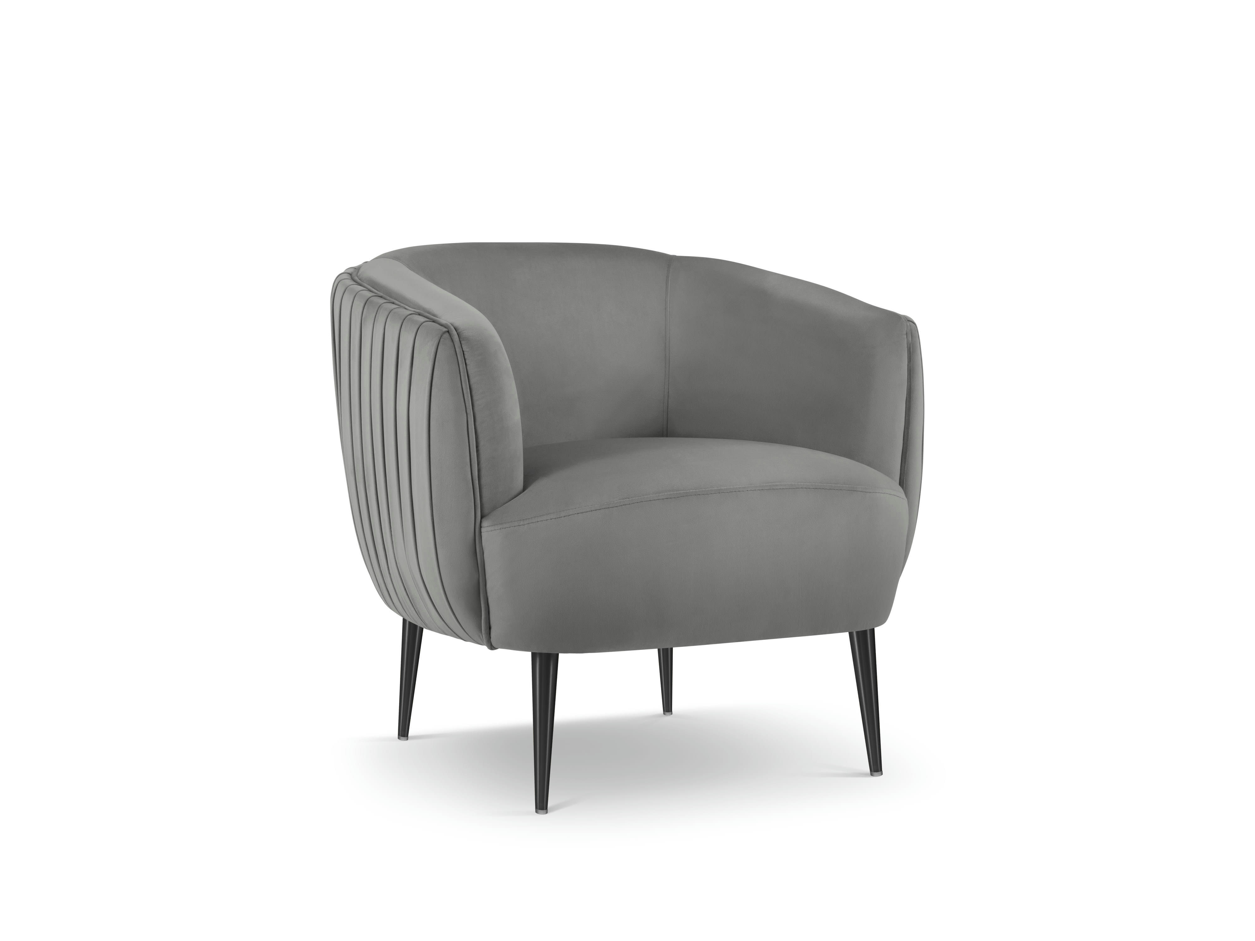 MOSS - Fauteuil en velours gris foncé