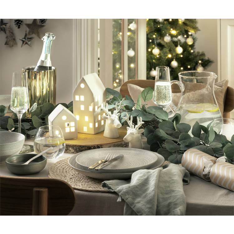 Habitat Textured Ripple 12 Piece Dinner Set - Chalk Grey