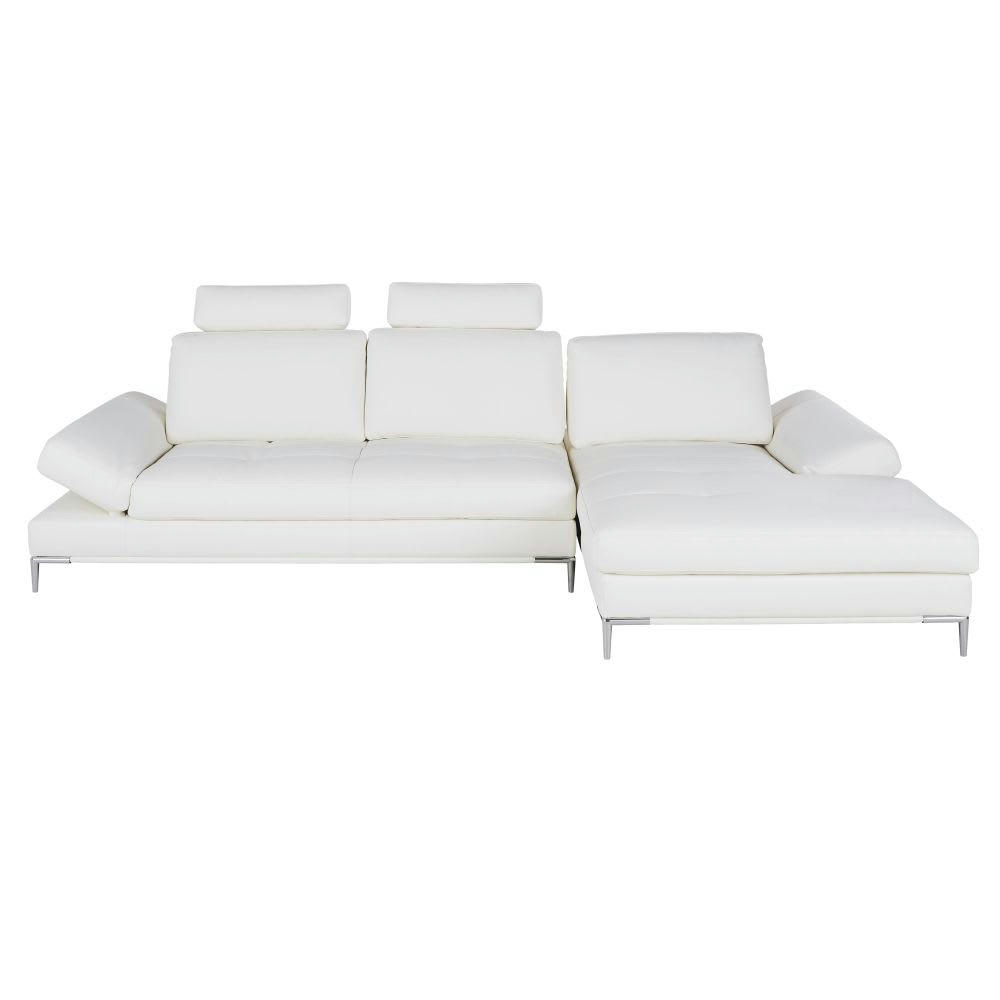 Geller - Canapé d'angle droit 4/5 places blanc
