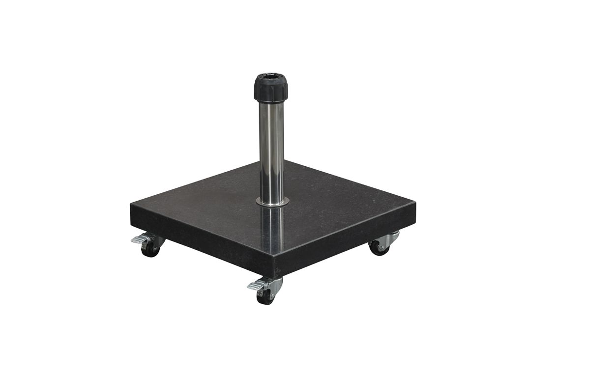 Eureka granieten parasolvoet - 60 kg - zwart gepolijst - verrijdbaar