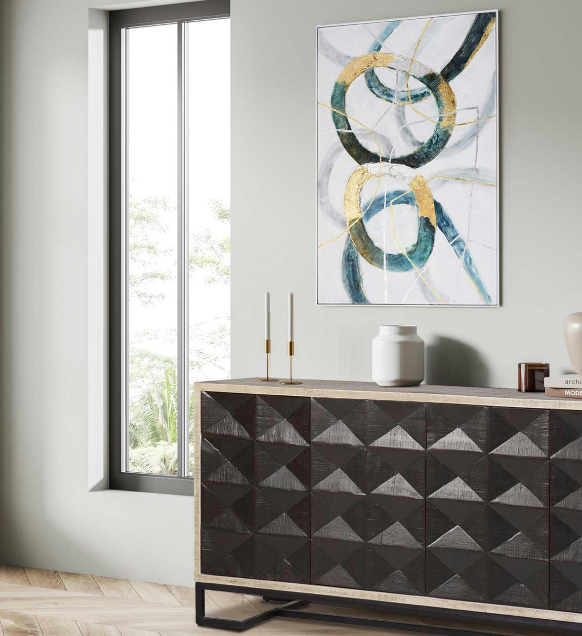 GATSBY - Buffet en bois d'acacia noire L 183 cm