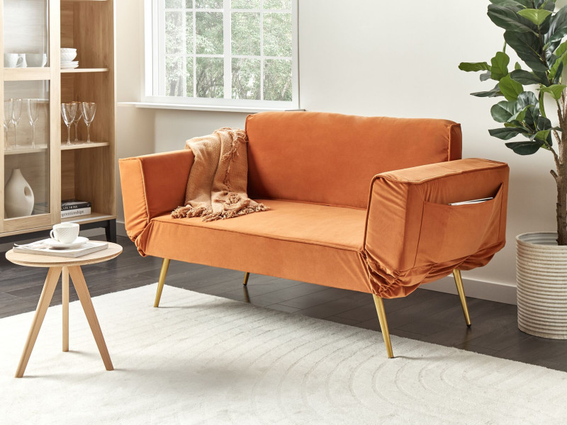 Sofa rozkładania pomarańczowa do salonu