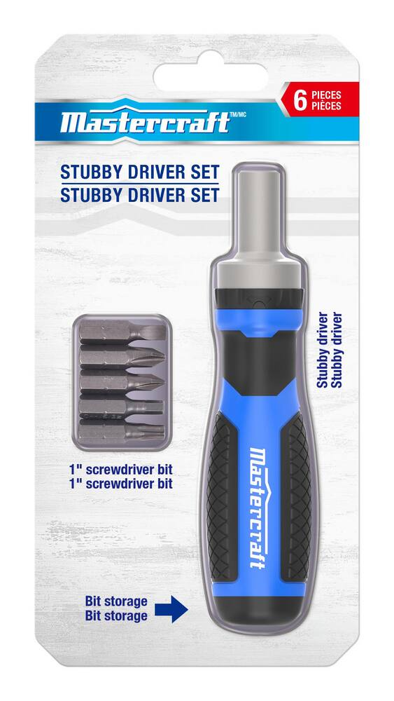 Mastercraft 6-in-1 Ratcheting Stubby Multi-Bit Screwdriver
