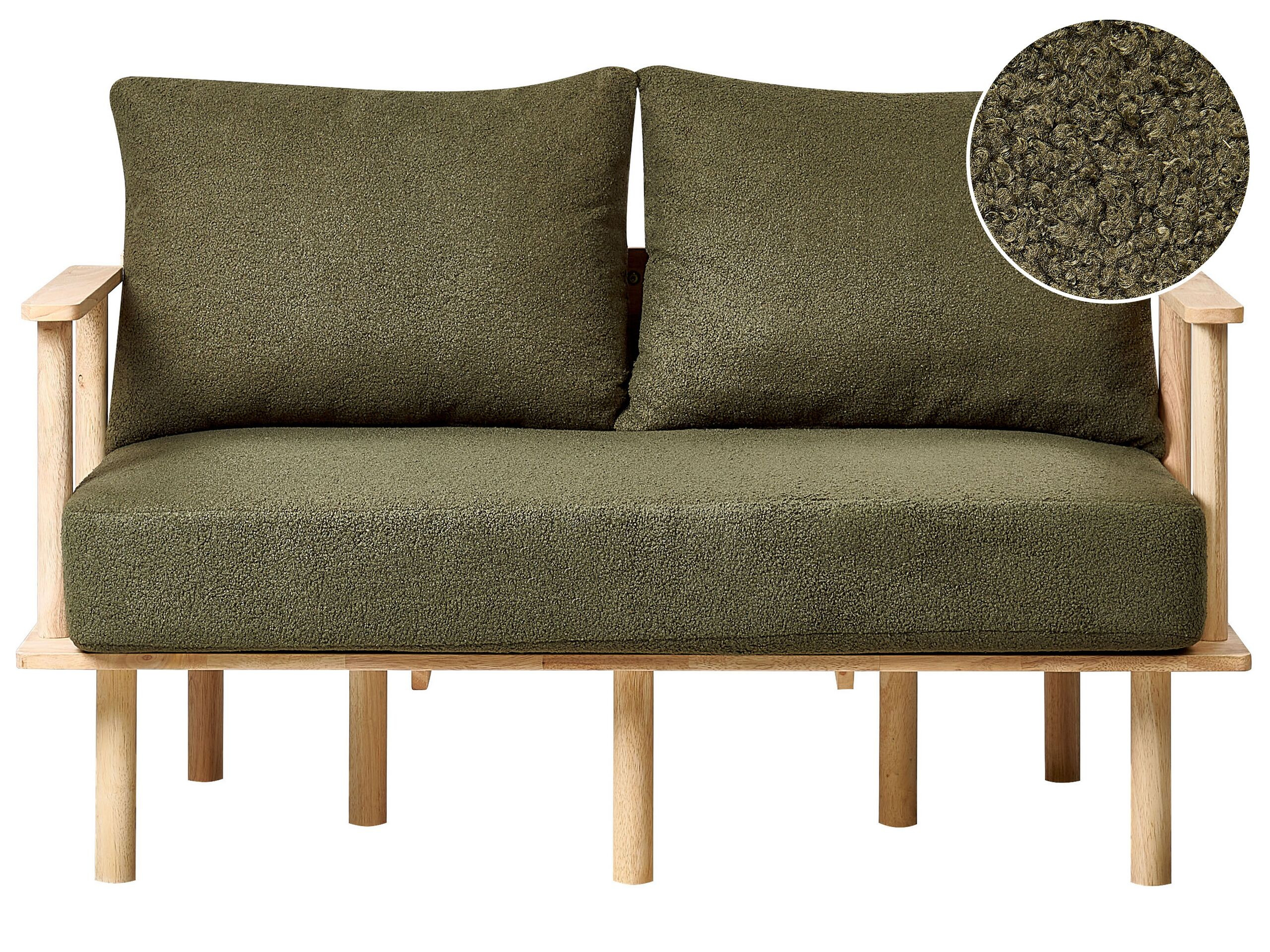 Sofa dwuosobowa tapicerowana materiałowa zielona