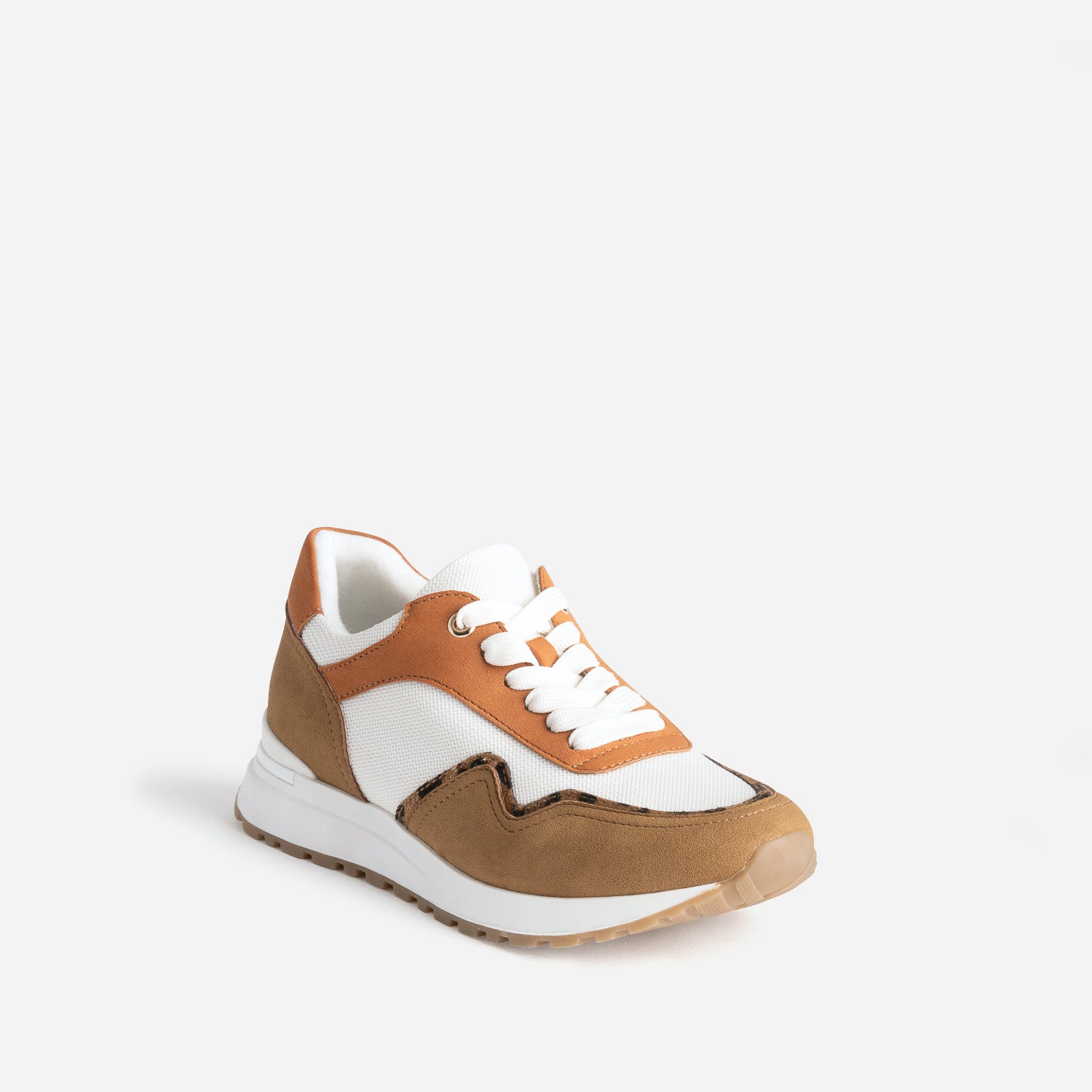 Tennis blanche, marron et cognac semelle amovible