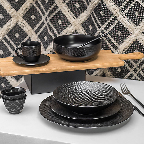 Assiette creuse Vésuvio noir 19 cm (lot de 6)