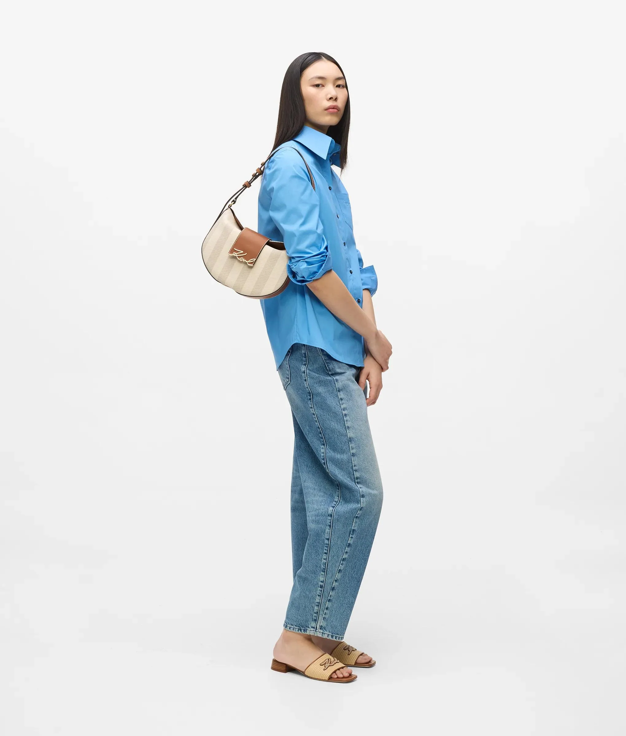 Sac porté épaule rayé K/Signature