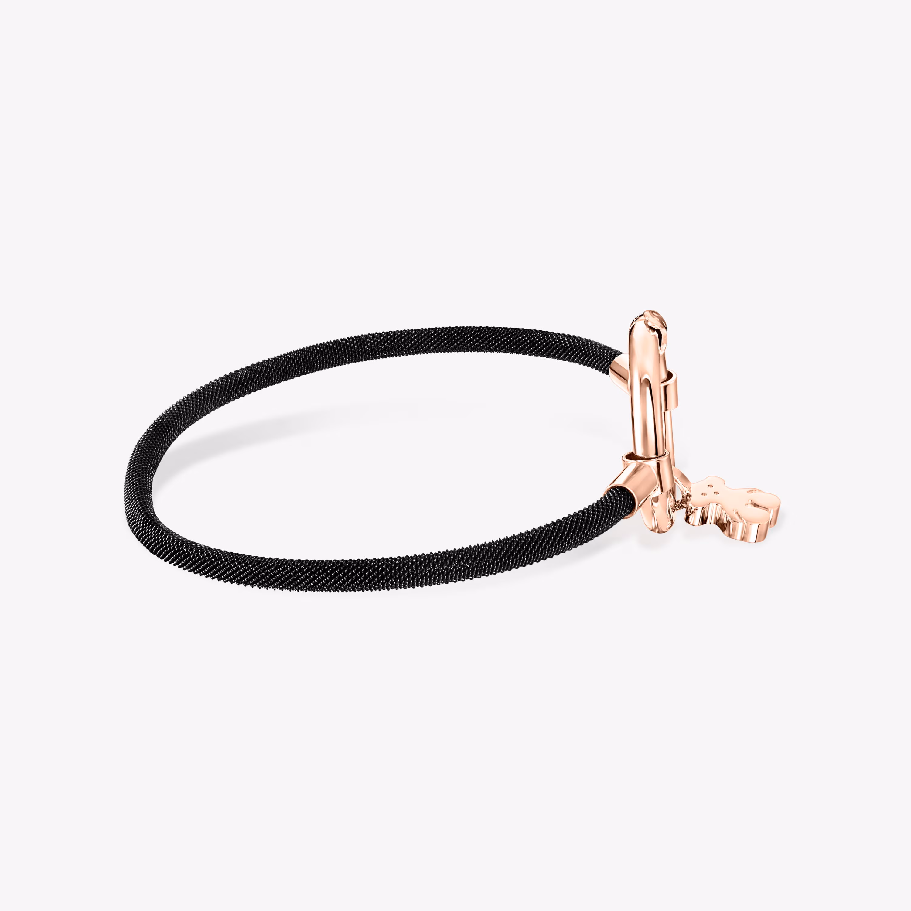 Pulsera con baño de oro rosa 18 kt sobre plata y acero IP negro Hold