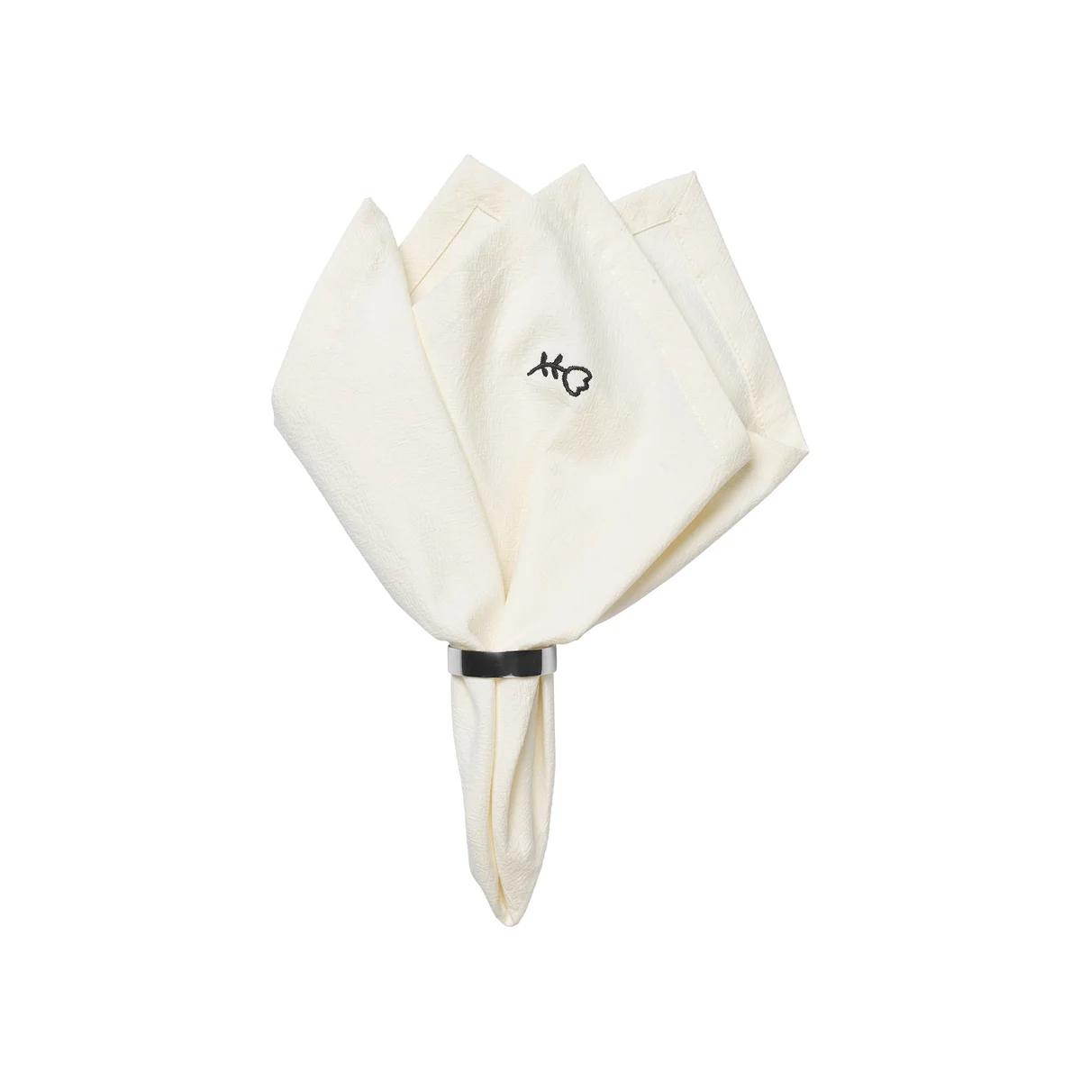 Broste Copenhagen - Mai Serviette, 45 x 45 cm, schwarz / off-white