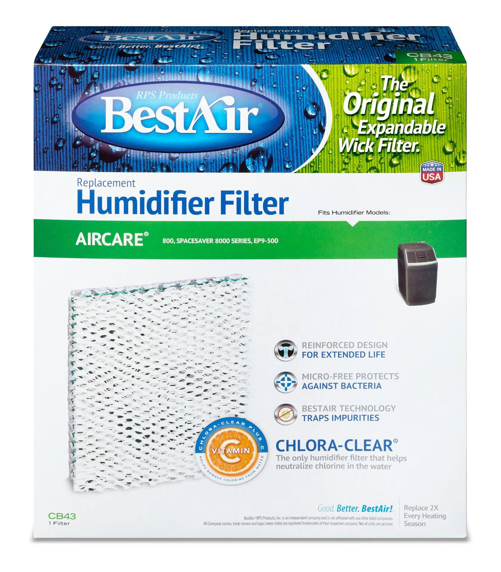 BestAir CB43 Humidifier Replacement Wick Filter For AIRCARE Humidifiers, 10.5 x 12 x 4-in, 1-pk