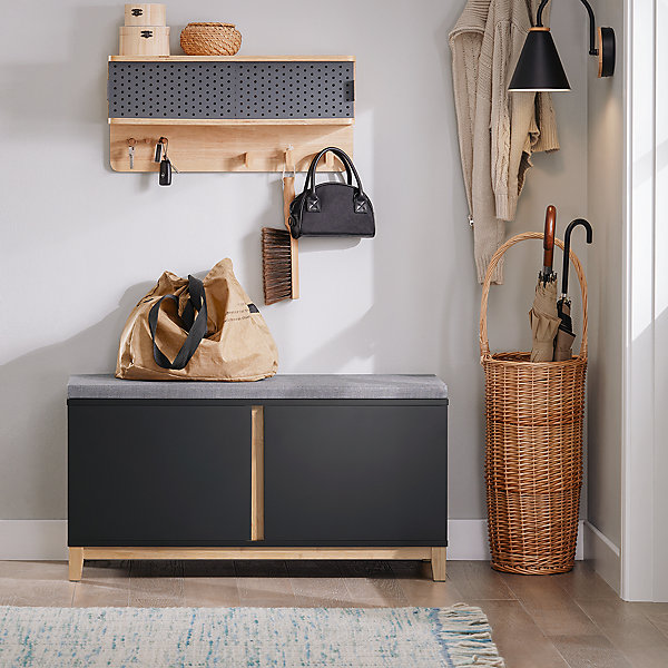 Banc à Chaussures avec Siège Rembourré et 2 Portes, FSR117-SCH, SoBuy