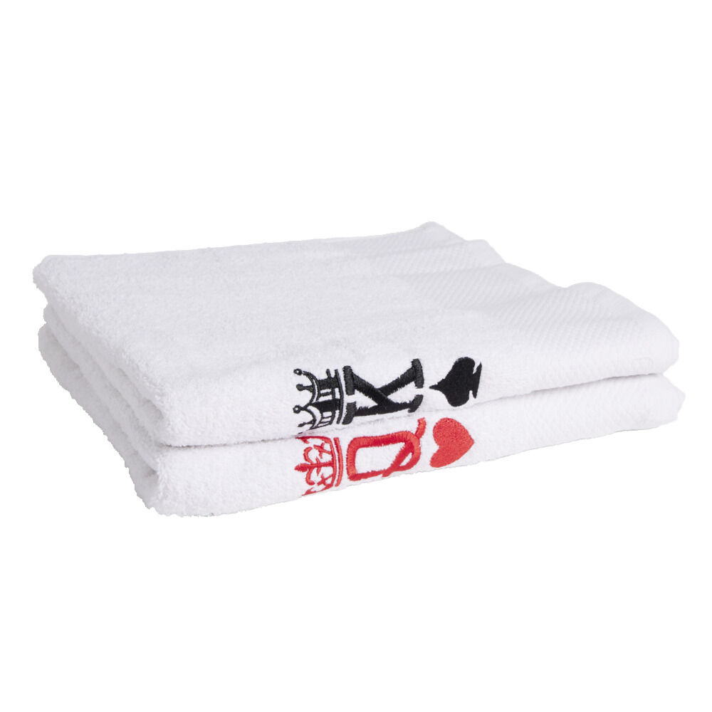 Lot de 2 serviettes brodées King et Queen 70xL130cm