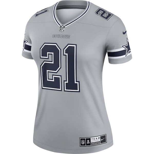 Ezekiel Elliott Dallas Cowboys Nike Women's Inverted Legend Jersey - Gray