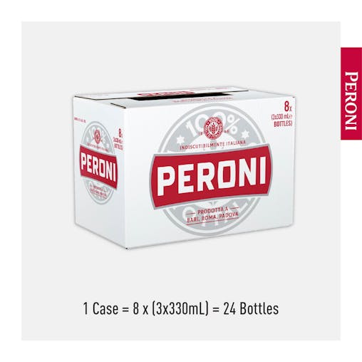Peroni Red, Authentic Italian Beer Lager, Crisp Refreshing and Rich in Flavour, 4.7% ABV, 330mL (Case of 24 Bottles)